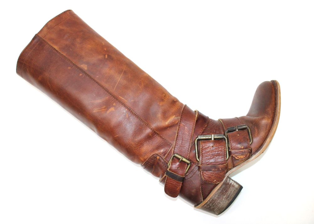 STEVEN by Steve Madden Tall Harness Riding Boots Women’s 7 Brown Distressed